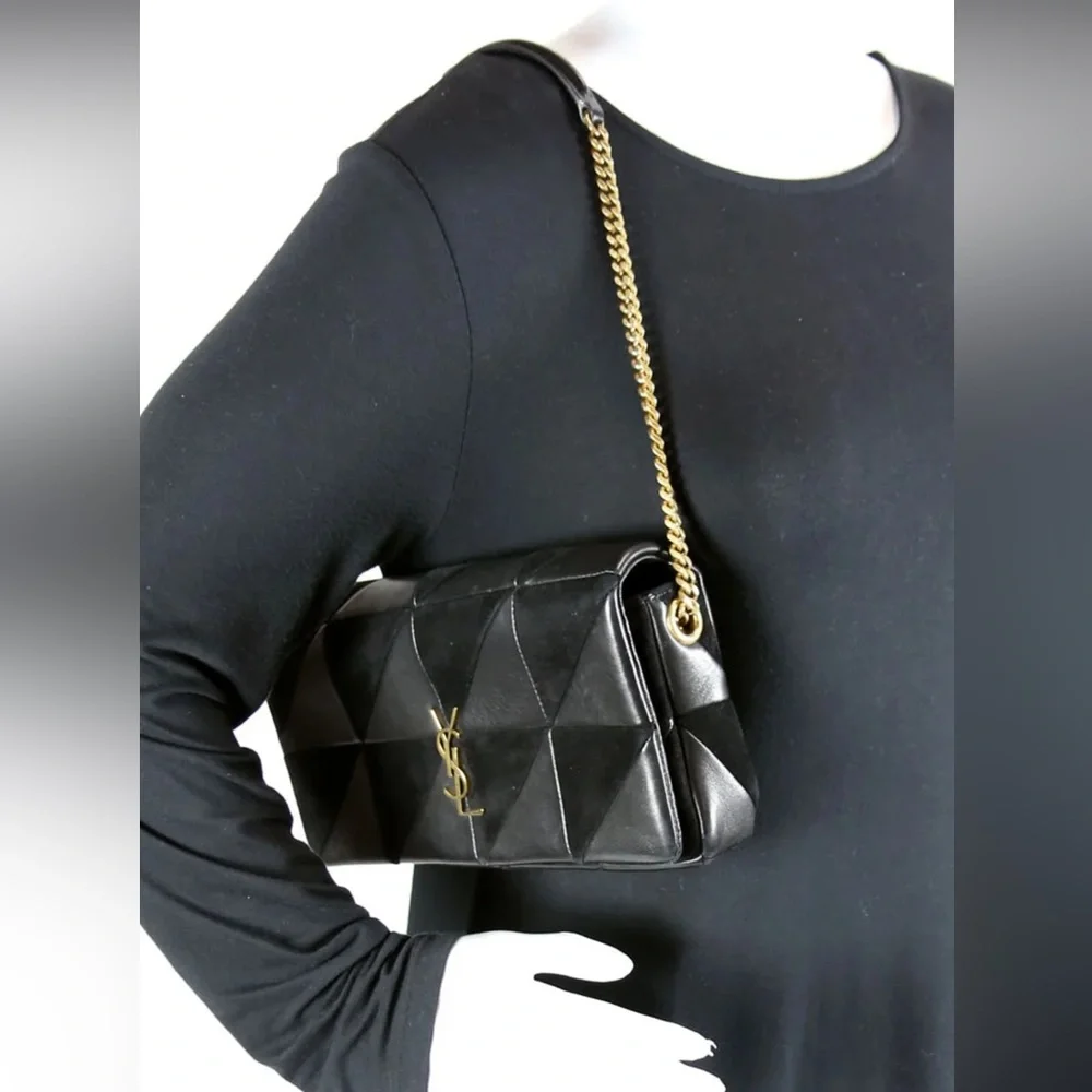 RARE🌹Saint Laurent Jamie bag suede leather YSL purse rive gauche patchwork bag - Picture 7 of 16